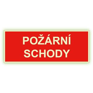 Požární schody - fotoluminiscenční tabulka, plast 1 mm 210x80 mm