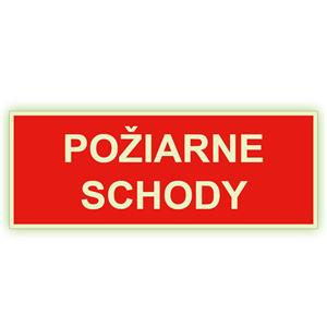 Požiarne schody - fotoluminiscenčná tabuľka, plast 1 mm 210x80 mm