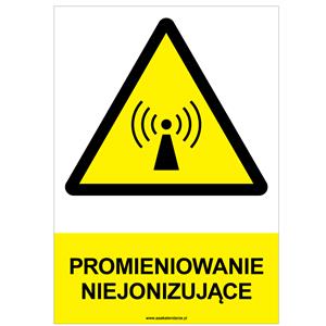 PROMIENIOWANIE NIEJONIZUJĄCE - znak BHP, płyta PVC A4, 2 mm