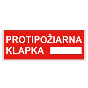 Protipožiarna klapka - bezpečnostná tabuľka, plast 2 mm 210x80 mm