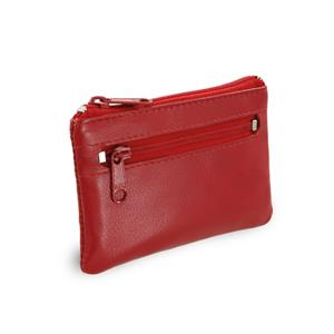 Red leather with two zipper Keyring