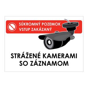 Strážené kamerami so záznamom-súkromný pozemok, samolepka 210x148mm