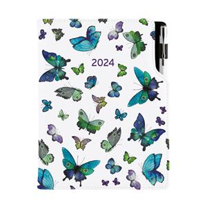 Tagebuch DESIGN wöchentlich Special A5 2024 CZ - Blaue Schmetterlinge