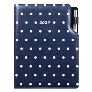 Tagebuch GEP DESIGN täglich A5 2024 Polieren - blau - punktmuster