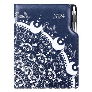 Tagebuch GEP DESIGN wöchentlich A4 2024 - blau - ornament