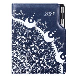 Tagebuch GEP DESIGN wöchentlich A5 2024 Polieren - blau - ornament