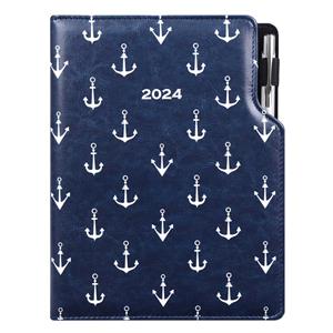 Tagebuch GEP DESIGN wöchentlich B6 2024 - blau - seemann - anker