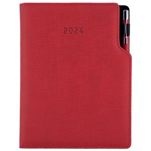 Tagebuch GEP mit Stift – täglich A5 2024 Tschechisch - Rot Pastell