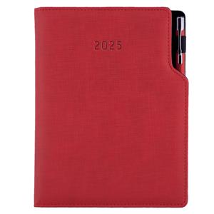 Tagebuch GEP mit Stift – täglich A5 2025 Tschechisch - Rot Pastell