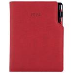 Tagebuch GEP mit Stift täglich B6 2024 - Rot Pastell