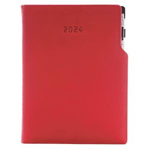 Tagebuch GEP mit Stift wöchentlich A4 2024 - Rot Pastell