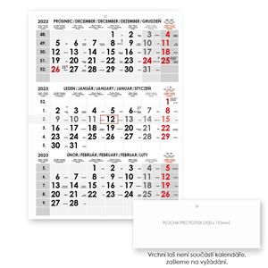 Threemonths Wall Calendar Trio Czech 2023 - grey