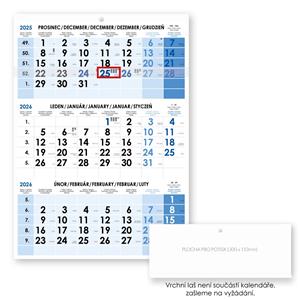 Threemonths Wall Calendar Trio Czech 2026 - blue