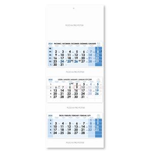 Threemonths Wall Calendar Trio stacked Czech 2025 - blue