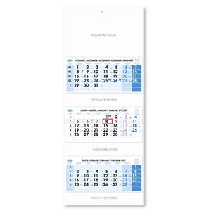 Threemonths Wall Calendar Trio stacked Czech 2026 - blue