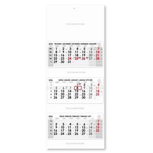 Threemonths Wall Calendar Trio stacked Czech 2026 - grey