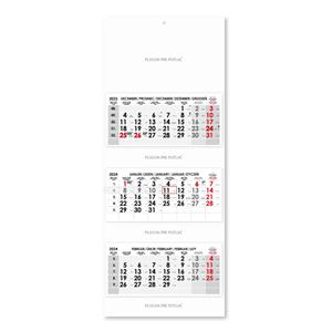 Threemonths Wall Calendar Trio stacked Slovak 2024 - grey