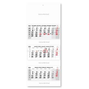 Threemonths Wall Calendar Trio stacked Slovak 2026 - grey