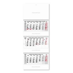 Threemonths Wall Calendar Trio stacked Slovak with spiral 2024 - grey