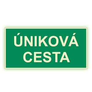 Úniková cesta - fotoluminiscenčná tabuľka, samolepka 300x150 mm