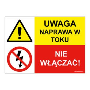 UWAGA NAPRAWA W TOKU! - NIE WŁĄCZAĆ, ZNAK ŁĄCZONY, płyta PVC 1 mm, 210x148 mm