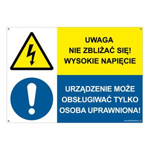 UWAGA NIE ZBLIŻAĆ SIĘ! WYSOKIE NAPIĘCIE - URZĄDZENIE MOŻE OBSŁUGIWAĆ TYLKO... płyta PVC 2 mm z dziurkami, A5