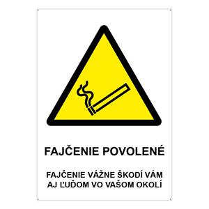 Výstraha-fajčenie povolené, plast 2mm s dierkami-210x297mm