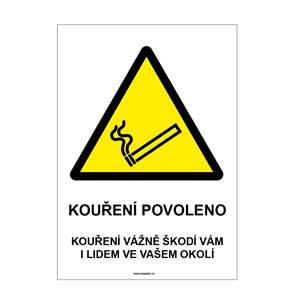 VÝSTRAHA - KOUŘENÍ POVOLENO, Samolepka A5