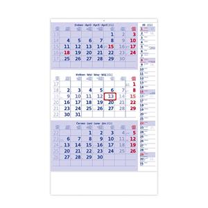 Wall Calendar 2022 - Threemonths blue with Note