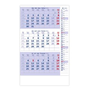 Wall Calendar 2022 Threemonths blue with Note