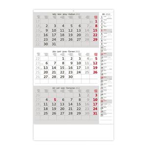 Wall Calendar 2022 Threemonths gray with Note