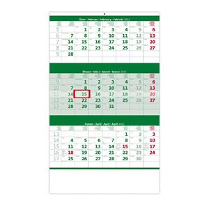 Wall Calendar 2022 - Threemonths green