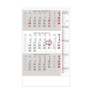 Wall Calendar 2022 - Threemonths grey with Note