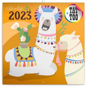 Wall Calendar 2023 Happy llamas with tattoos