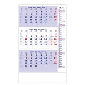 Wall Calendar 2023 - Threemonths blue with Note