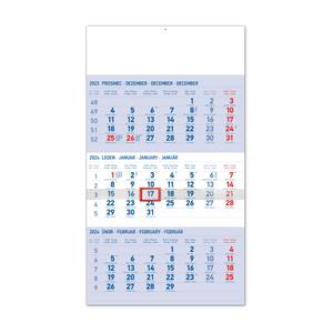 Wall Calendar 2024 3 months standard - blue CZ