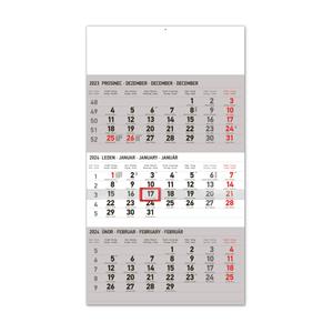 Wall Calendar 2024 3 months standard - grey CZ