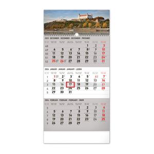 Wall Calendar 2024 Bratislava 3 months - grey SK