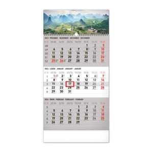 Wall Calendar 2024 Landscape 3 months - grey CZ