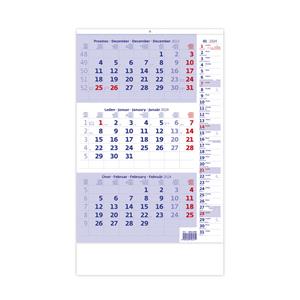 Wall Calendar 2024 - Threemonths blue with Note