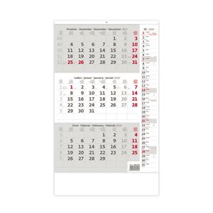 Wall Calendar 2024 - Threemonths grey with Note