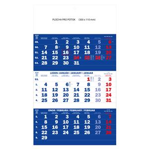 Wall Calendar 3months Calendar 2016 - blue