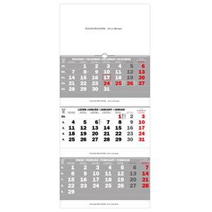 Wall Calendar 3months Calendar stacked with twinwire 2016 - gray