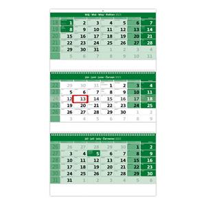 Wall Calendarr 2023 - Threemonths Calendar green Twin Wire