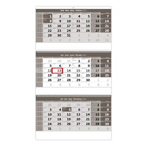 Wall Calendarr 2023 - Threemonths Calendar grey Twin Wire