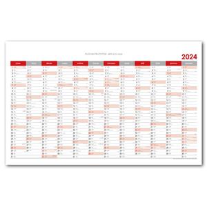 Wall planning map 2024 CZ - 63x100 cm - red