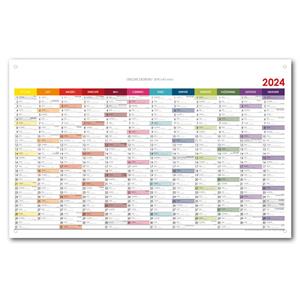 Wall planning map 2024 PL with eyelets for hanging - 63x100 cm - color