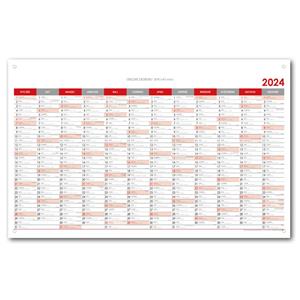 Wall planning map 2024 PL with eyelets for hanging - 80x100 cm - red