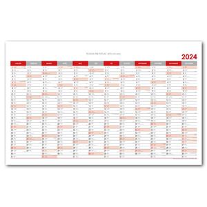 Wall planning map 2024 SK - 63x100 cm - red