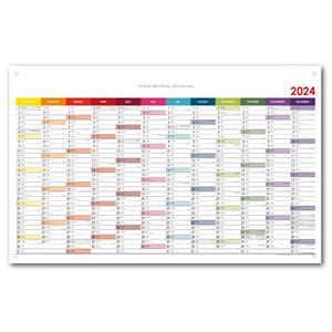 Wall planning map 2024 SK with eyelets for hanging - 80x100 cm - color